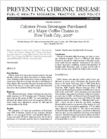 Calories From Beverages Purchased at 2 Major Coffee Chains in New York City 2007