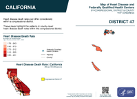 CA Congressional District 47 Heart Disease and Federally Qualified Health Centers Map 119th Congress