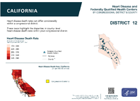 CA Congressional District 12 Heart Disease and Federally Qualified Health Centers Map 118th Congress