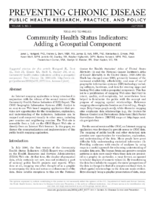 Community Health Status Indicators Adding a Geospatial Component