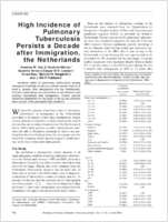 High Incidence of Pulmonary Tuberculosis a Decade after Immigration Netherlands