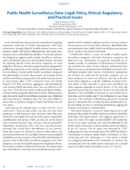 Public Health Surveillance Data Legal Policy Ethical Regulatory and Practical Issues