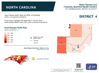 NC Congressional District 04 Heart Disease and Federally Qualified Health Centers Map 118th Congress