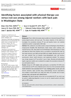 Identifying Factors Associated with Physical Therapy Use Versus NonUse Among Injured Workers with Back Pain in Washington State