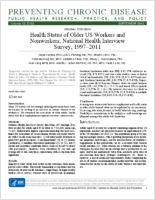 Health Status of Older US Workers and Nonworkers National Health Interview Survey 19972011