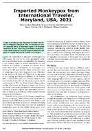 Imported Monkeypox from International Traveler Maryland USA 2021