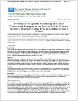 Prevalence of Cigarette Advertising and Other Promotional Strategies at the Point of Sale in St Louis Missouri Analysis by Store Type and Distance From a School