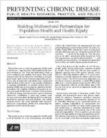 Building Multisectoral Partnerships for Population Health and Health Equity