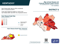 KY Congressional District 06 Heart Disease and Federally Qualified Health Centers Map 119th Congress