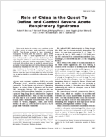 Role of China in the Quest to Define and Control Severe Acute Respiratory Syndrome