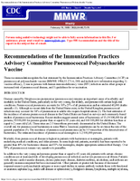 Recommendations of the Immunization Practices Advisory Committee Pneumococcal polysaccharide vaccine