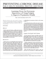 Learning From the European Experience of Using Targets to Improve Population Health