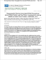 Demographic Factors Associated With Perceptions About Water Safety and Tap Water Consumption Among Adults in Santa Clara County California 2011