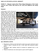 Hispanic Laborer Dies When Dump Mechanism of Lift Truck Activates and Crushes Him Between the Truck Bed Bulkhead and Bridge Beam