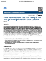 Sheet Metal Mechanic Dies After Falling 25 Feet Through Roofing Insulation  South Carolina FACE 9519
