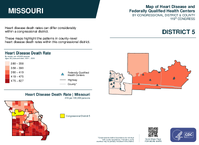 MO Congressional District 05 Heart Disease and Federally Qualified Health Centers Map 119th Congress