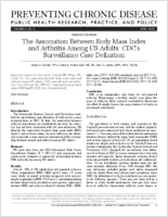 The Association Between Body Mass Index and Arthritis Among US Adults CDCs Surveillance Case Definition