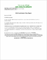 HAN Coordinators Daily Report September 21 2001 Friday September 21 2001 1900 EDT 700 PM EDT