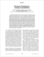 Fleaborne rickettsioses ecologic considerations