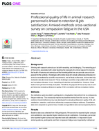 Professional Quality of Life in Animal Research Personnel Is Linked to Retention  Job Satisfaction A MixedMethods CrossSectional Survey on Compassion Fatigue in the USA