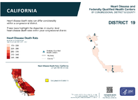 CA Congressional District 19 Heart Disease and Federally Qualified Health Centers Map 118th Congress