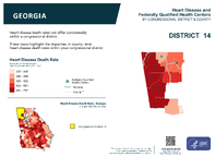 GA Congressional District 14 Heart Disease and Federally Qualified Health Centers Map 118th Congress