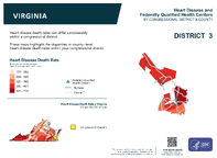 VA Congressional District 03 Heart Disease and Federally Qualified Health Centers Map 118th Congress