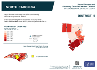NC Congressional District 09 Heart Disease and Federally Qualified Health Centers Map 118th Congress