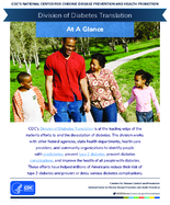 Division of Diabetes Translation At A Glance1152019 CDCS NATIONAL CENTER FOR CHRONIC DISEASE PREVENTION AND HEALTH PROMOTION