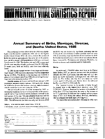 Annual Summary of Births Marriages Divorces and Deaths United States 1985