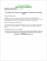 CDC Update CDC Case Definition of Anthrax and Summary of Confirmed Cases Sunday October 21 2001 1926 EDT 726 PM EDT
