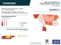 TN Congressional District 06 Heart Disease and Federally Qualified Health Centers Map 119th Congress