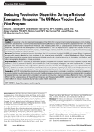 Reducing Vaccination Disparities During a National Emergency Response The US Mpox Vaccine Equity Pilot Program