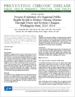 Process Evaluation of a Regional Public Health Model to Reduce Chronic Disease Through Policy and Systems Changes Washington State 20102014