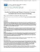 Health Care Reform and Womens Insurance Coverage for Breast and Cervical Cancer Screening