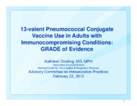 13valent pneumococcal conjugate vaccine use in adults with immunocompromising conditions GRADE of evidence