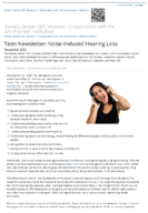 Teen newsletter  November 2022  Noiseinduced hearing loss