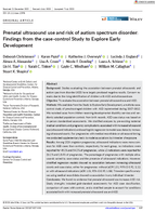 Prenatal Ultrasound Use and Risk of Autism Spectrum Disorder Findings from the CaseControl Study to Explore Early Development
