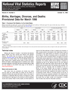 Births Marriages Divorces and Deaths Provisional Data for March 1998