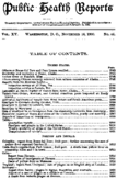 Public Health Reports  v XV no 46  table of contents