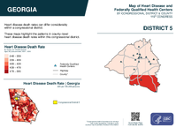 GA Congressional District 05 Heart Disease and Federally Qualified Health Centers Map 119th Congress