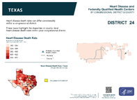TX Congressional District 24 Heart Disease and Federally Qualified Health Centers Map 118th Congress