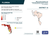 FL Congressional District 19 Heart Disease and Federally Qualified Health Centers Map 119th Congress
