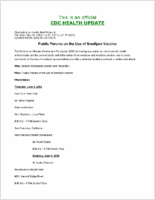 Public Forums on the Use of Smallpox Vaccine Thursday May 30 2002 1427 EDT 227 PM EDT