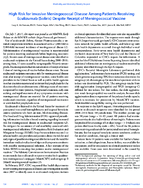 High Risk for Invasive Meningococcal Disease Among Patients Receiving Eculizumab Soliris Despite Receipt of Meningococcal Vaccine