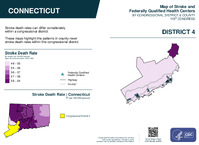 CT Congressional District 04 Stroke and Federally Qualified Health Centers Map 119th Congress
