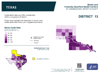 TX Congressional District 13 Stroke and Federally Qualified Health Centers Map 118th Congress