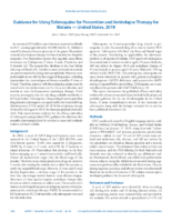 Guidance for Using Tafenoquine for Prevention and Antirelapse Therapy for Malaria  United States 2019