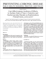 CostEffectiveness Analysis of Efforts to Reduce Risk of Type 2 Diabetes and Cardiovascular Disease in Southwestern Pennsylvania 20052007