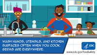 Wash Hands Utensils and Kitchen Surfaces Often When You Cook Germs Are Everywhere